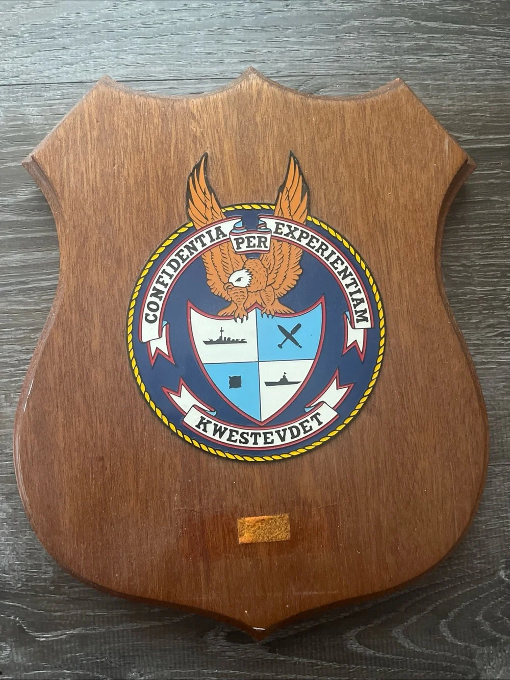 Wooden Shield Plaque with Nautical Emblem
